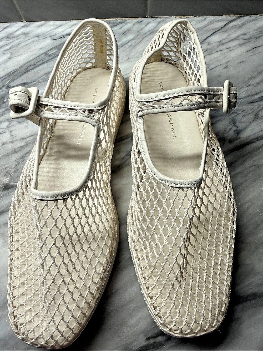 Loeffler Randall Rita White Netted Mary Jane Flats US 8